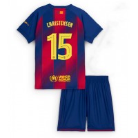 Barcelona Andreas Christensen #15 Domáci Detský futbalový dres 2025-26 Krátky Rukáv (+ trenírky)
